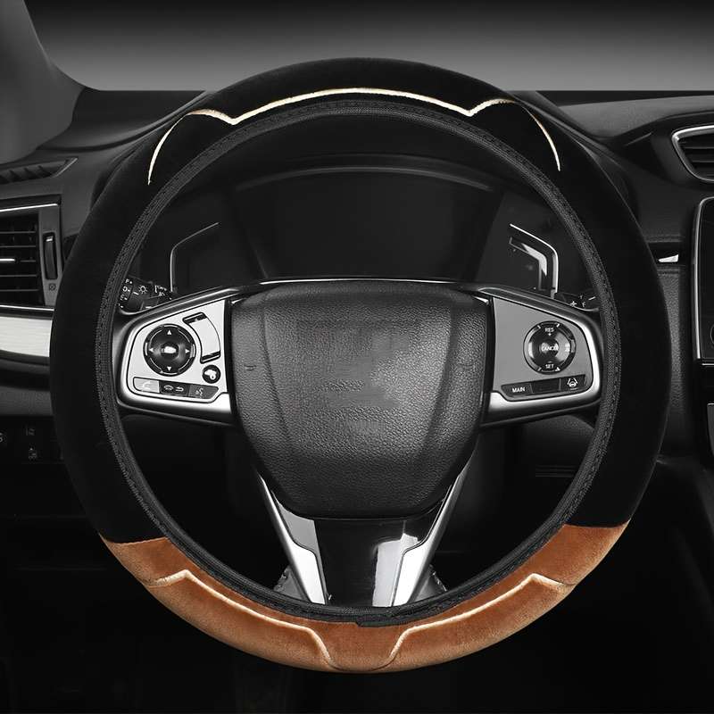 Car Steering Wheel Cover Black+Light White