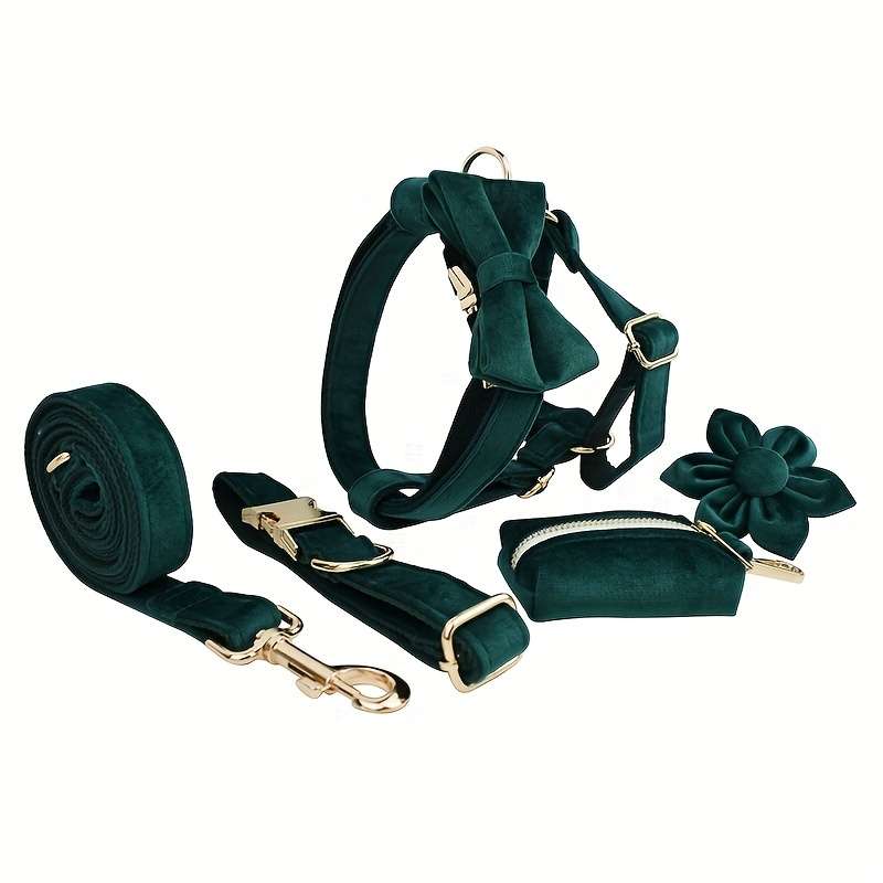 Dog Leash Color New Green Velvet 6Pcs Size Xs