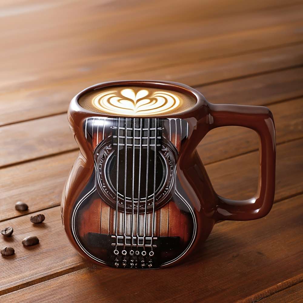 Water Cup Style Ceramic Cup   Coffee Guitar  With Lid