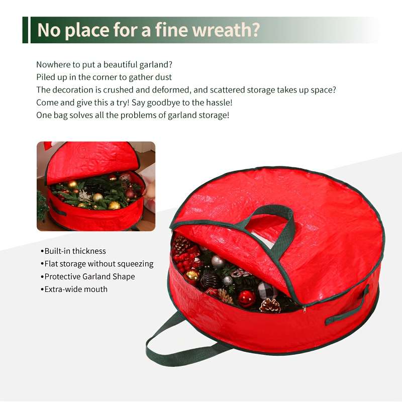 Premium Christmas Garland Storage Holiday Decorative Zipper Mobile Handbag For