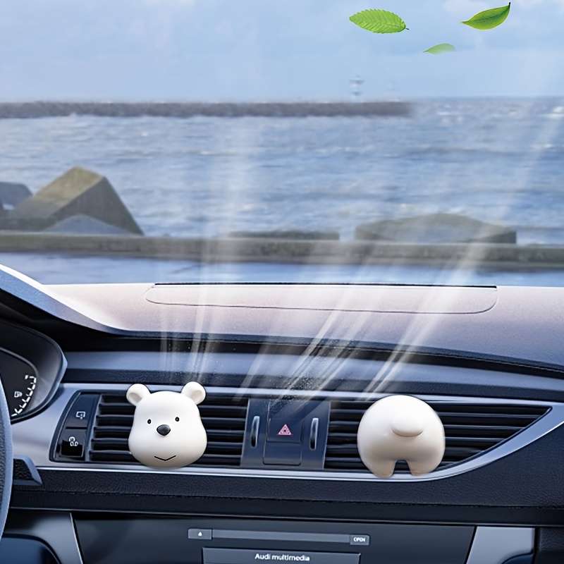 Car Interior Decor  2Pcs White Bear