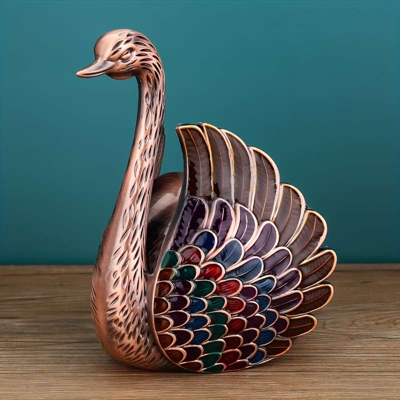 Swan 3d Metal Ashtray With Lid Vintage Elegant Swan Shaped Smoke Ash Model