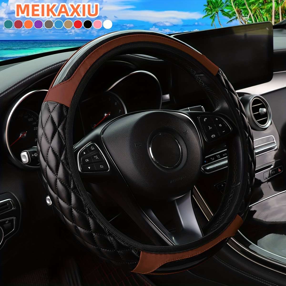 Car Steering Wheel Cover Beige