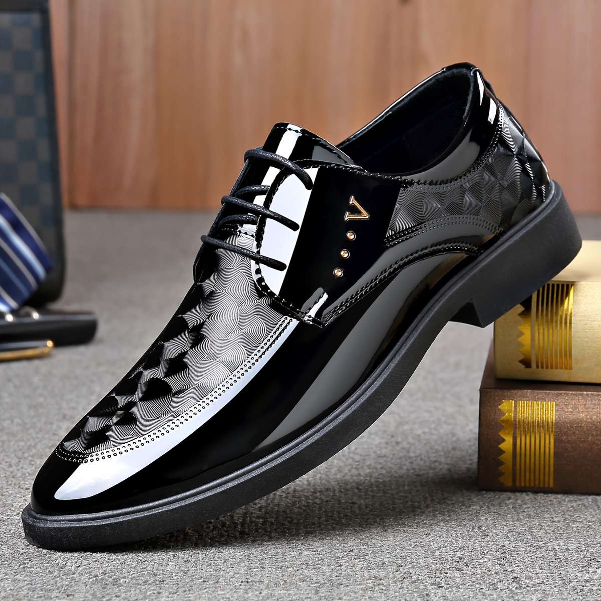 Mens Leather Shoes Color Black Sizeuk 7.5