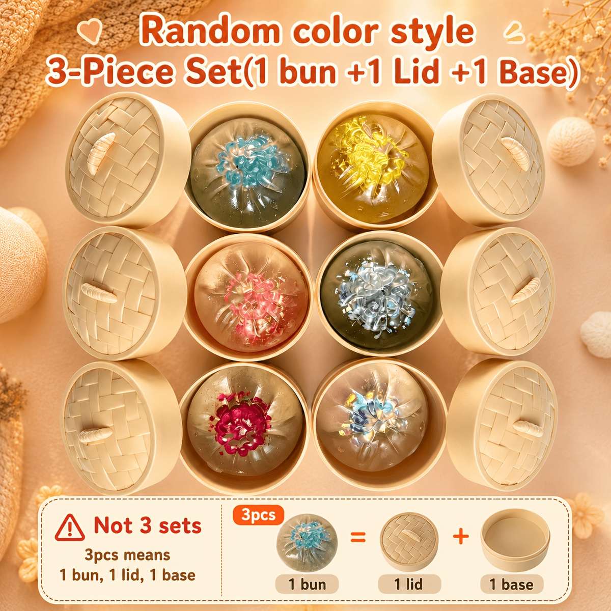 Squeezable Toys Style Crystal Steamed Buns Lid Steamer Items 6 Colors Random Shipment