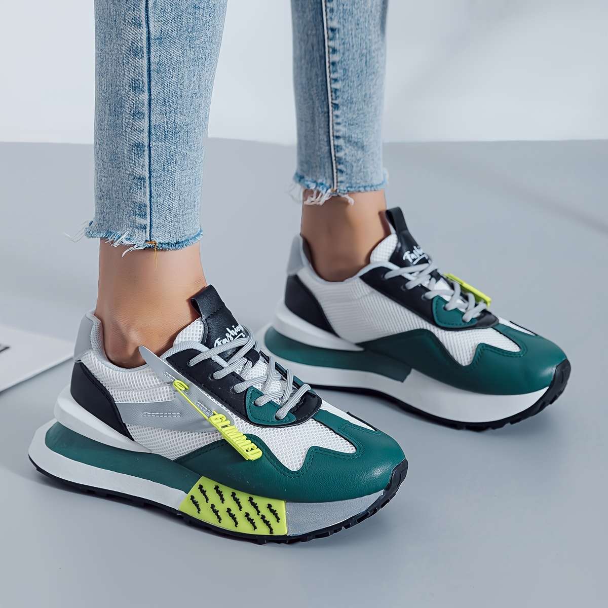 Women S Sneakers Color Black Green Sizeuk 6