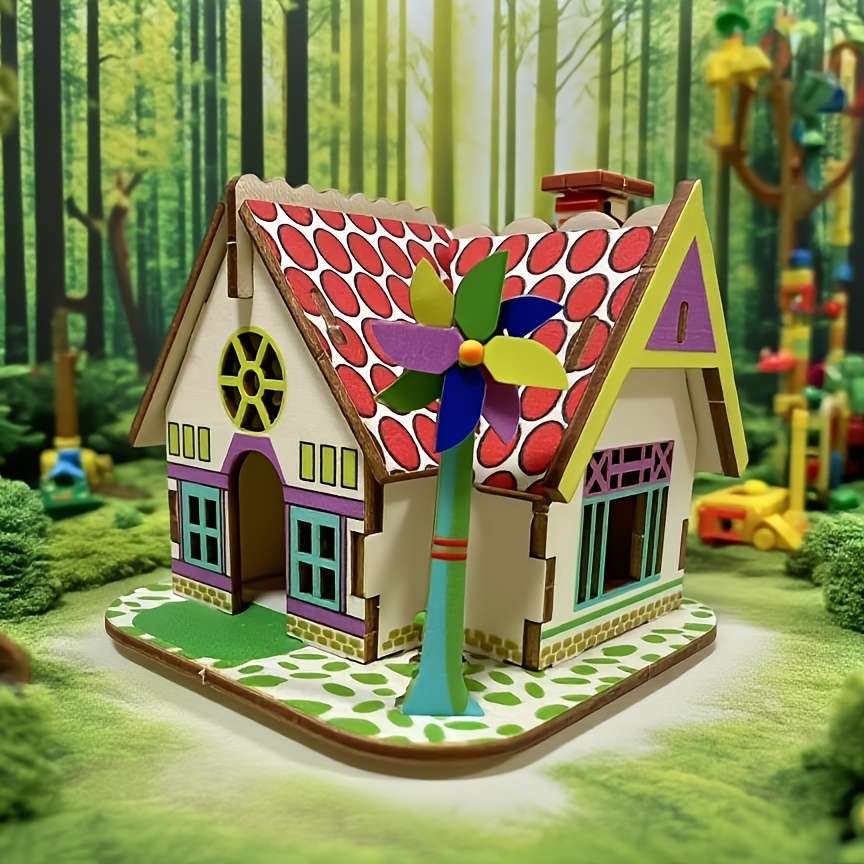 Building Toy Architectural Model Toy Set Style Forest Cabin Series Quantity 3Pcs