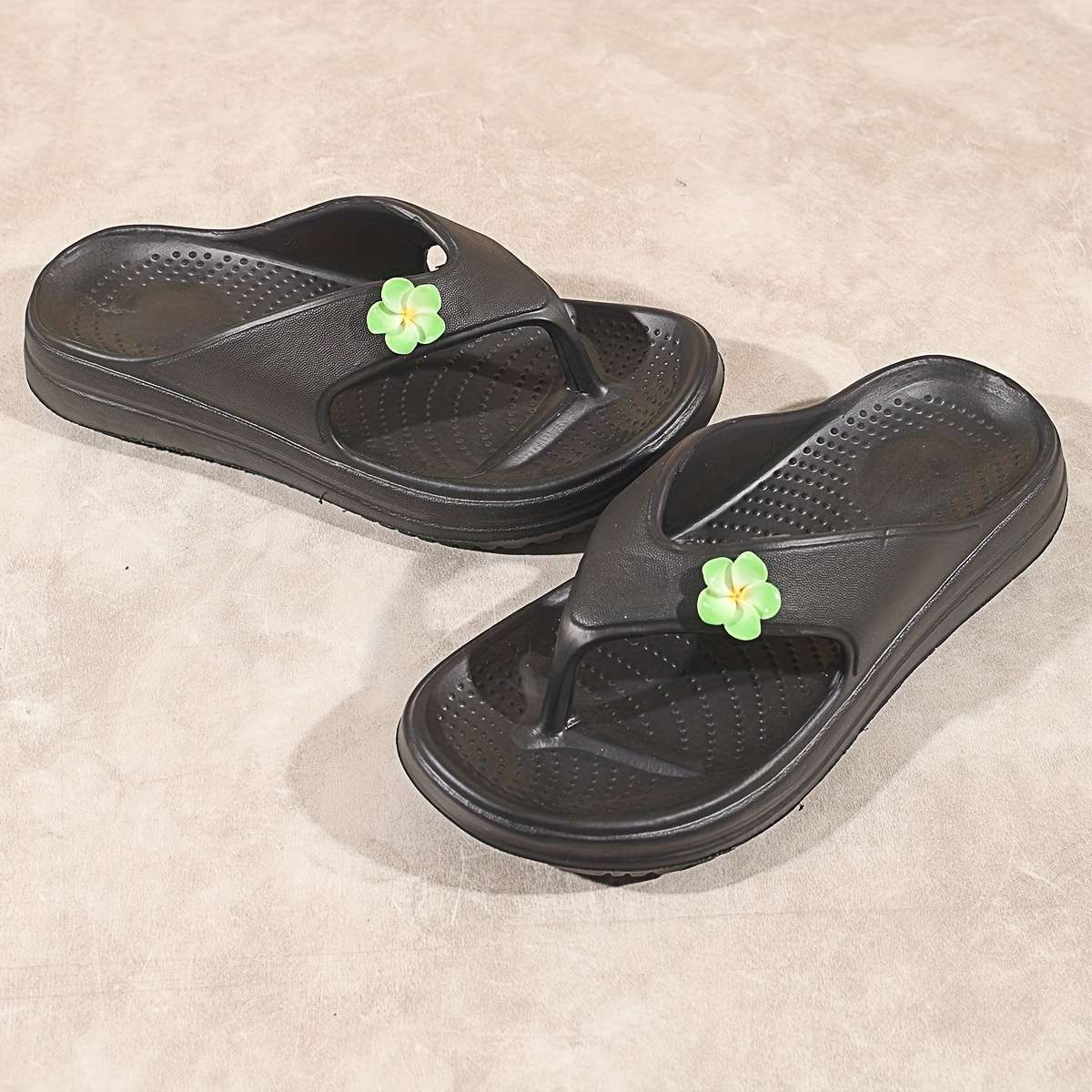 Ladies Summer Flip Flops Green Black Uk 4.5-5