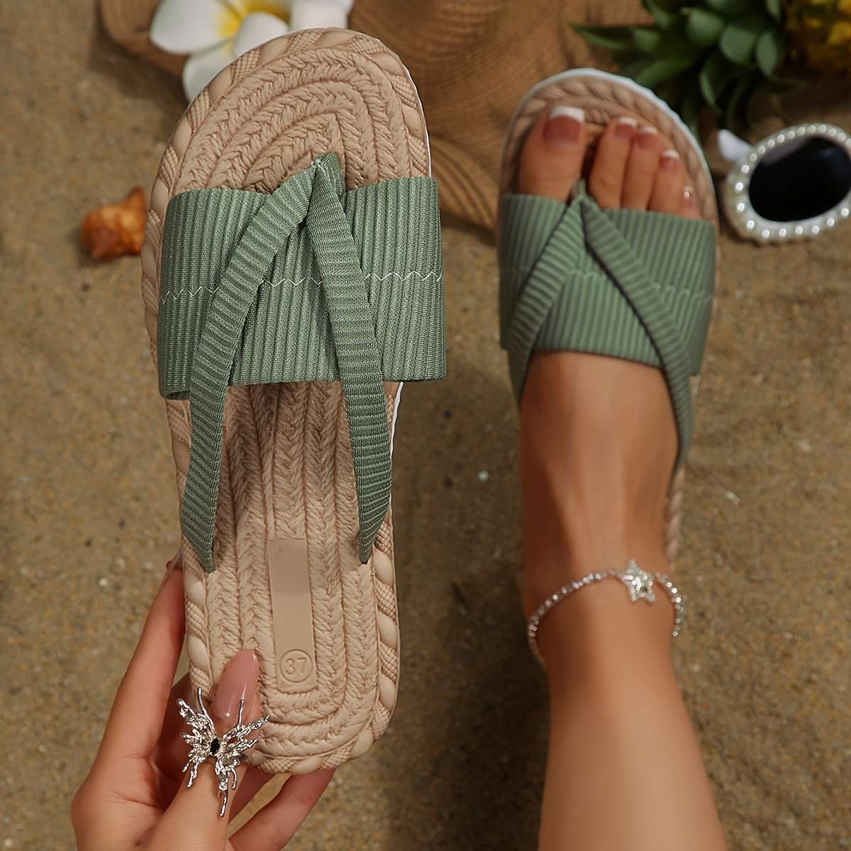 Sandals Color Green Size Uk 7