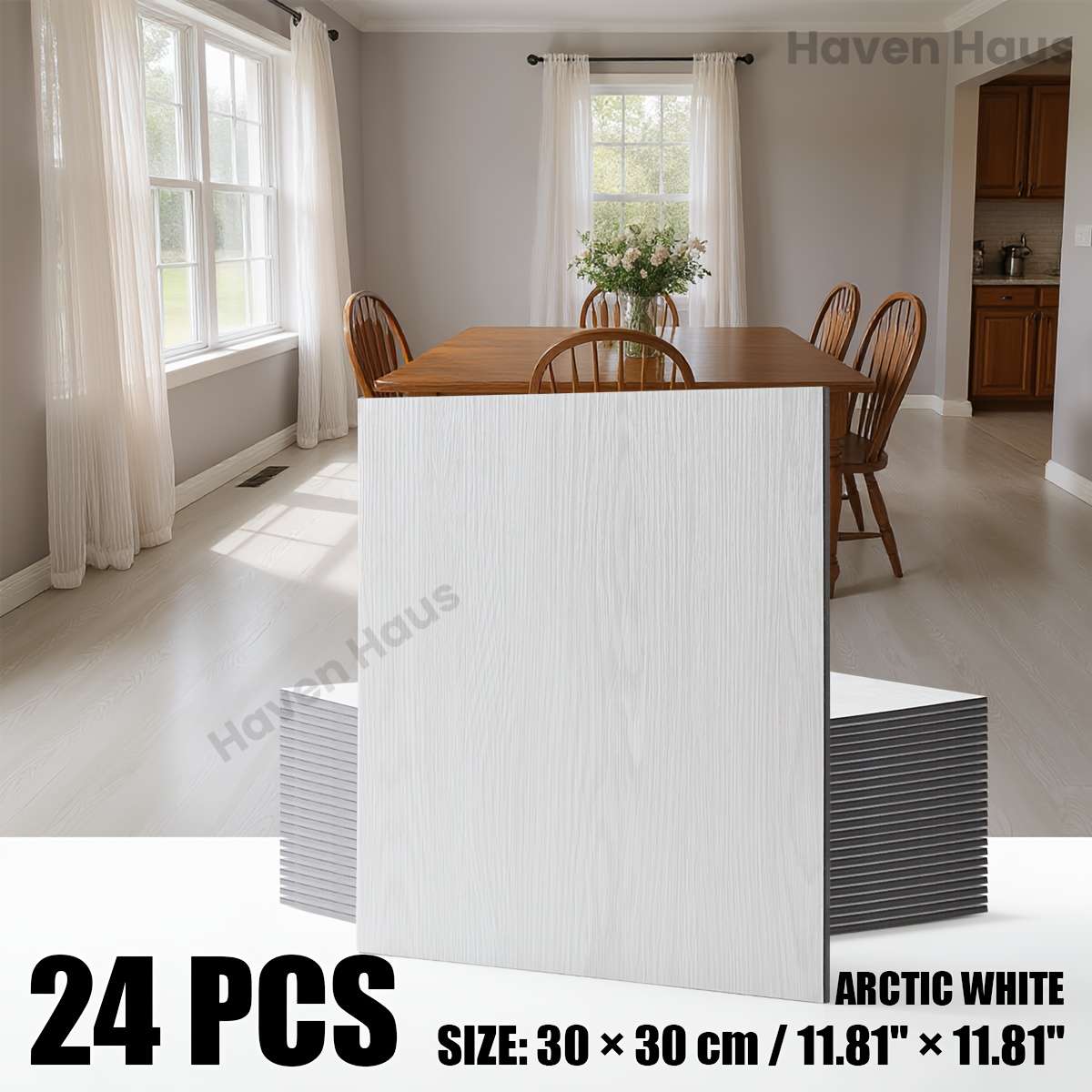 Self Adhesive Floor Stickers Arctic White 24Pcs