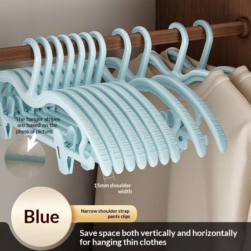 Clothes Rack Narrow Shoulder Green With Pants Clip Size 5Pcspack