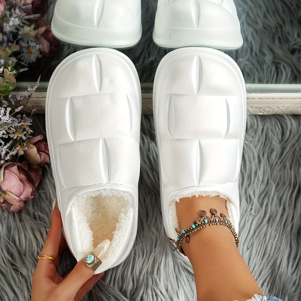 Cotton Slippers Color White Sizeuk 6.5-7