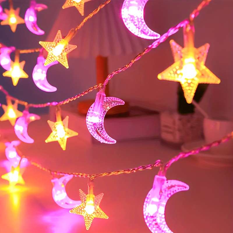 Reliable Sturdy Material Pink Moon Warm Star String For Wedding Party 59Inch