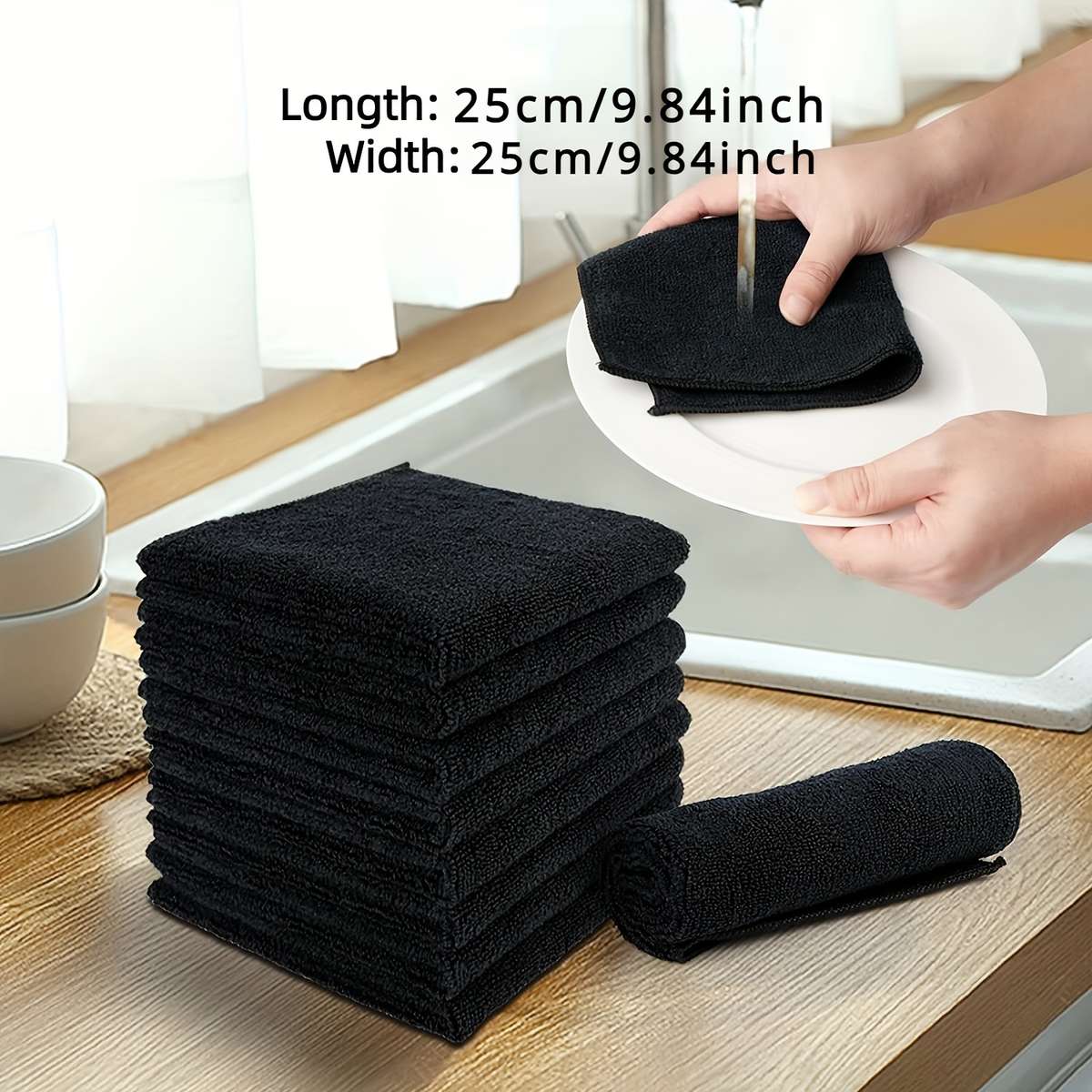 12 Pack Super-Absorbent Microfiber Cleaning Towels Scratch-Free Fast-Drying Dishwashing Clot