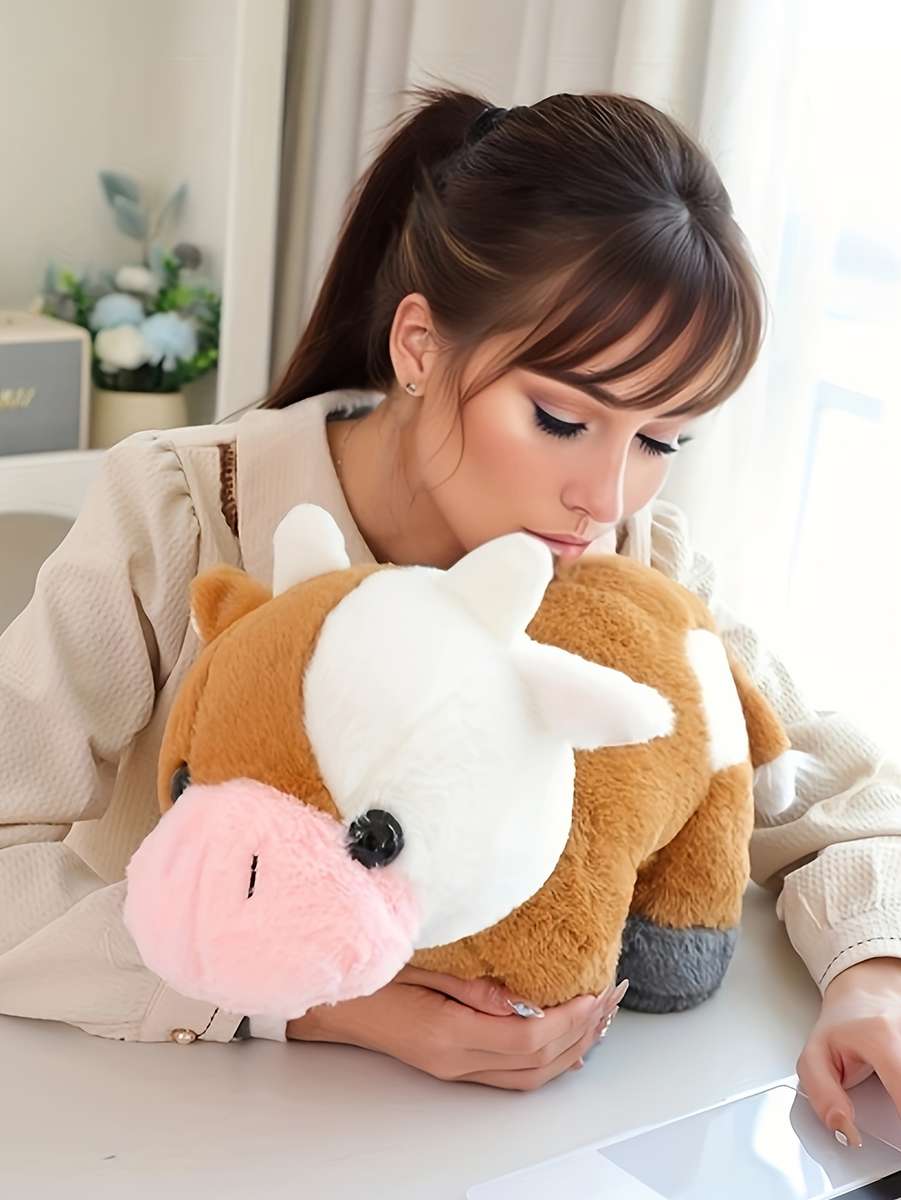 Plush Toyss color White Ranch Cow Figurine size S 32cm