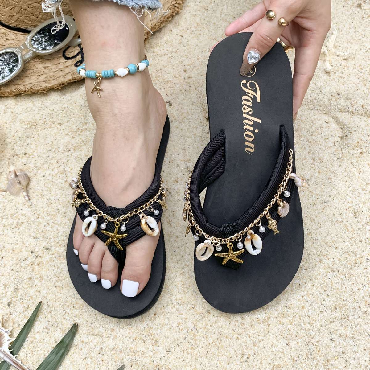 Ladies Summer Flip Flops Black Uk 7