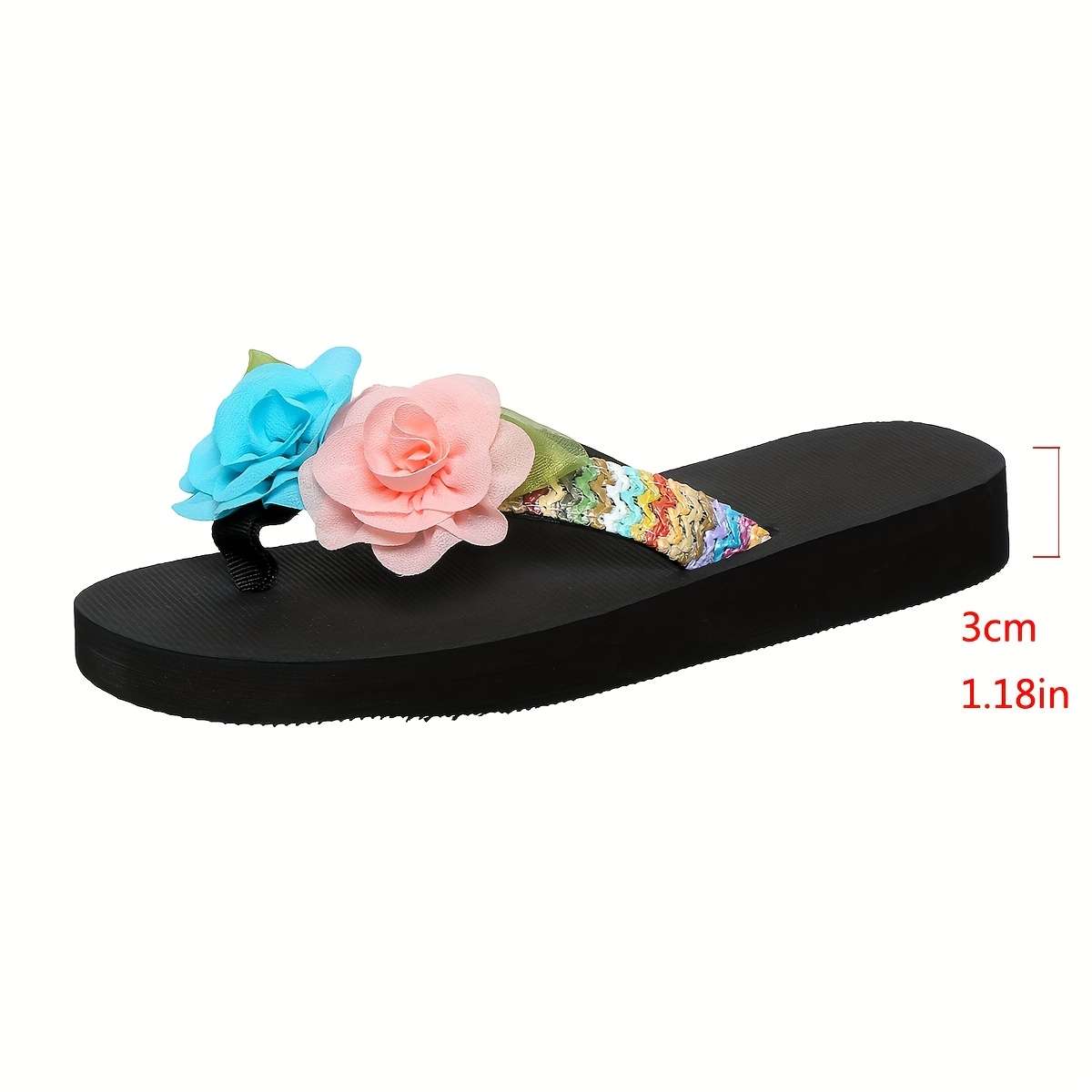 Ladies Summer Flip Flops Blue Pink Uk 4