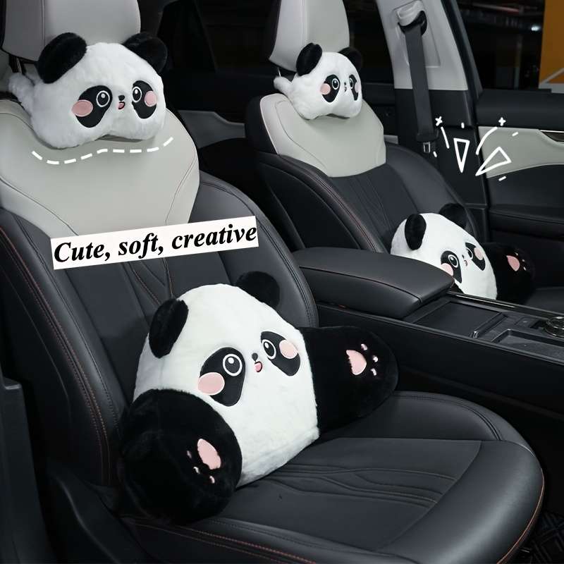Cute Support Headrest And Comfortable Neck Soft Panda Embroide Car Pillow
