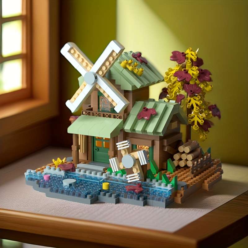 Building Toy Architectural Model Toy Set Items Romantic Windmill Wooden House