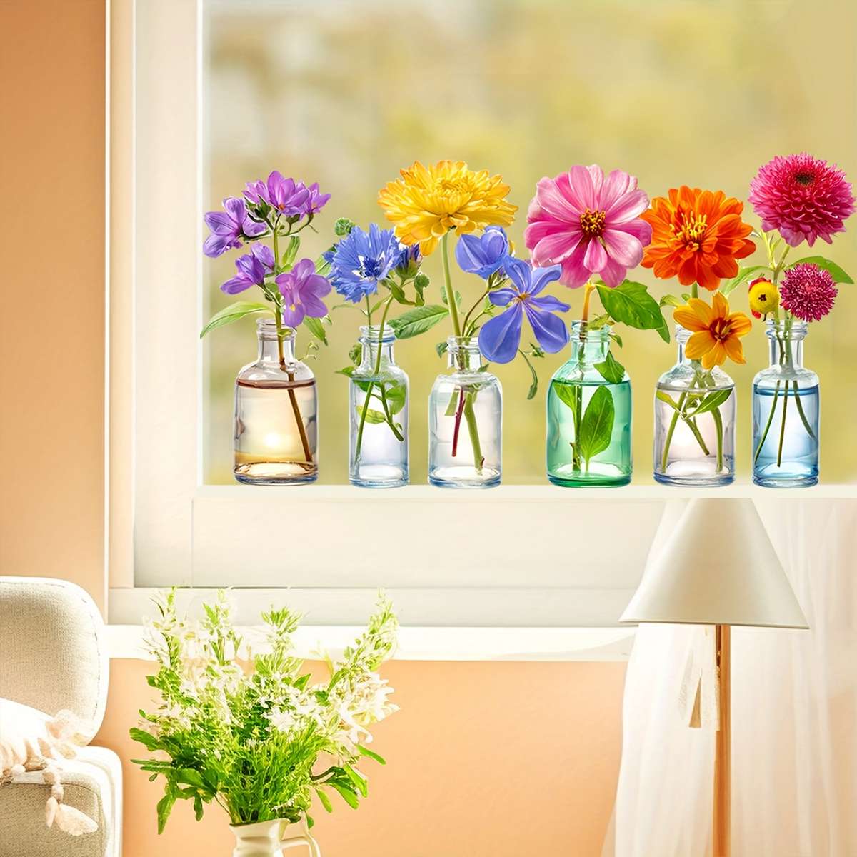 Window Stickers Style The Flowers