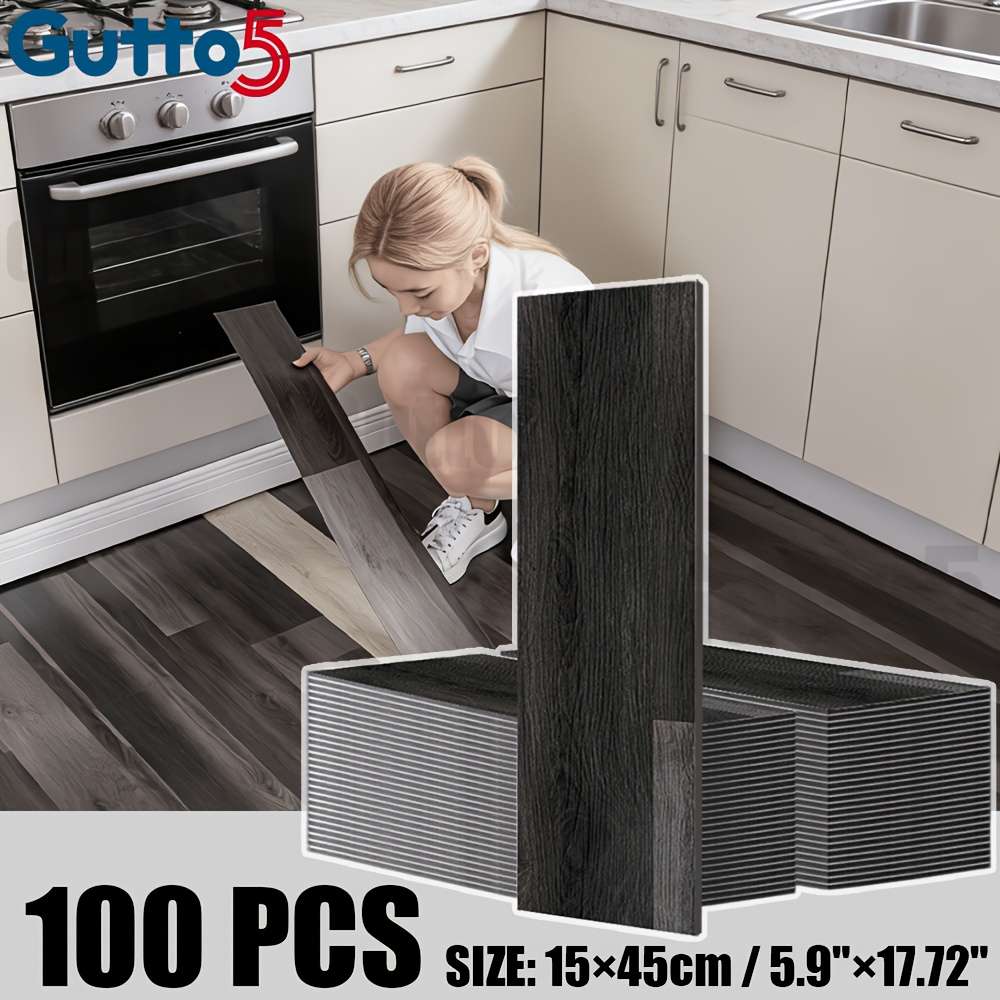 Self Adhesive Floor Stickers Carbon Black 100 Pcs Covers 6.75O
