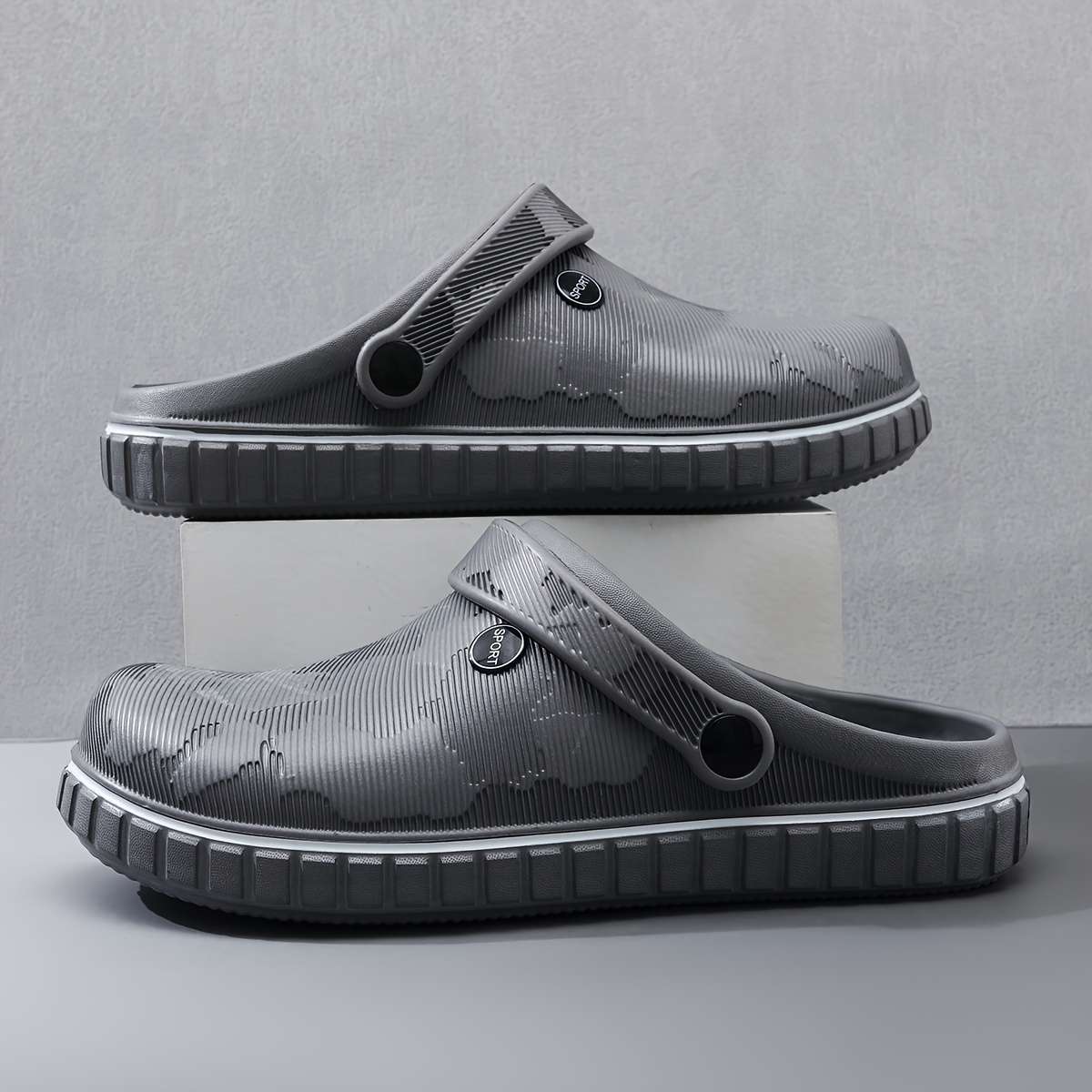 Men Slippers Summer Style Grey Size Uk 7