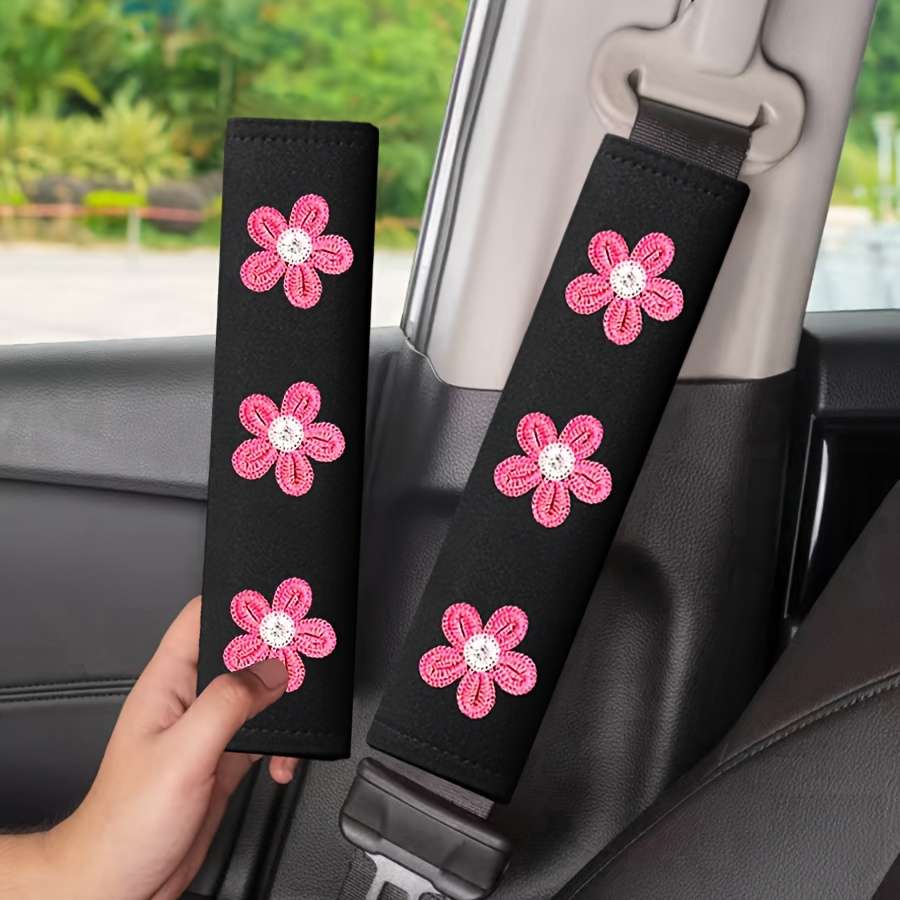 Car Seat Belt Covers Golden Multiflora Quantity 2Pcs