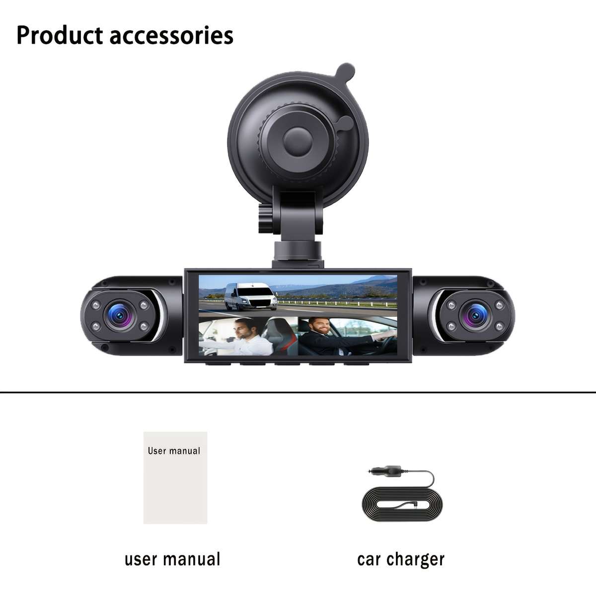 Dashcam Items 4 Lenses Capacity With 64Gb Memory Card
