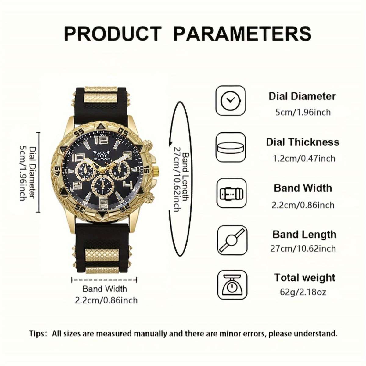6Pcs Men Fashionable Quartz Watch Set With Wallet Glasses Pen Ambient