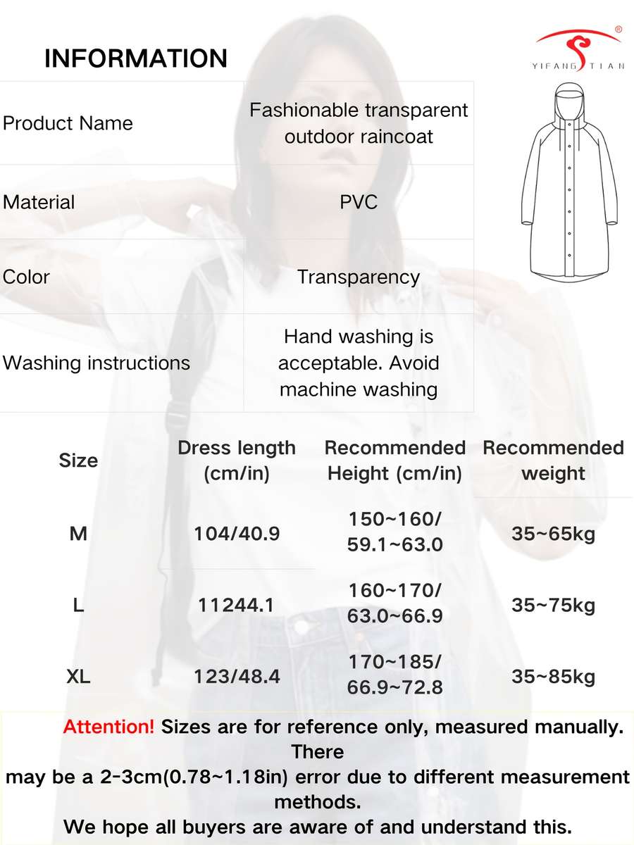 Raincoat Transparent Size Uk S