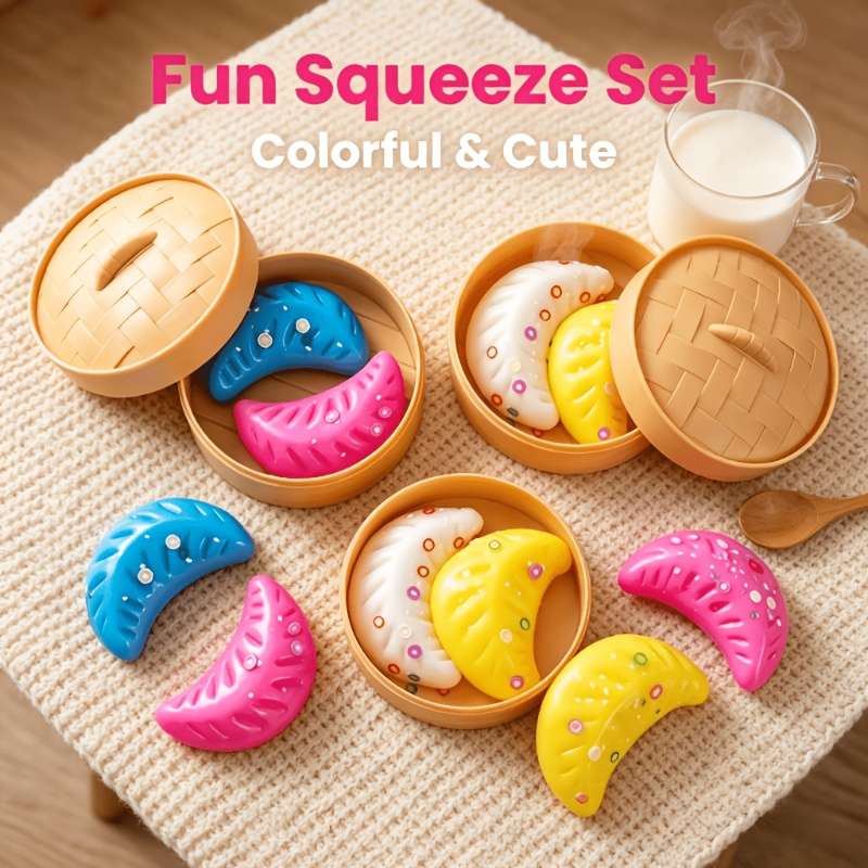 Squeezable Toys Color Random Style 2 Dumplings 1 Lid 1 Base