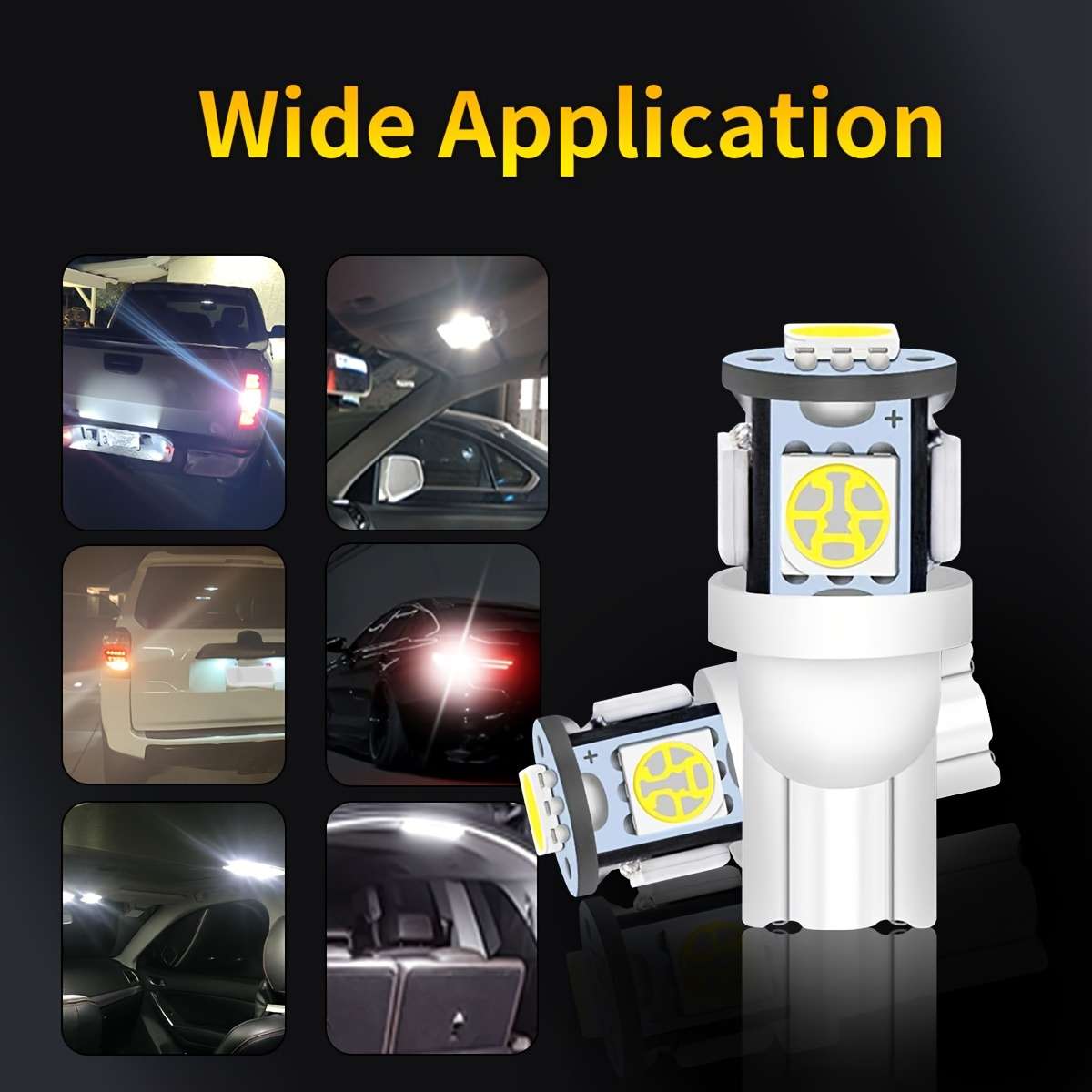 2Pcs White LED Car Turn Signal Bulbs T10 W5W LED
