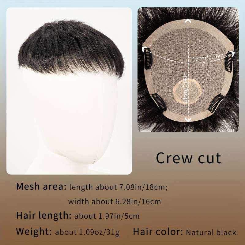 Black-16*18 Mens Wigs Hair Length 5.08Cm