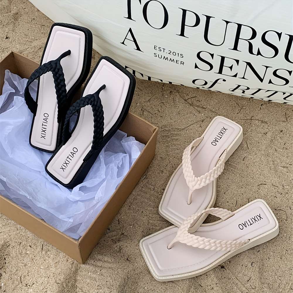 Ladies Summer Flip Flops Black Uk 5.5-6