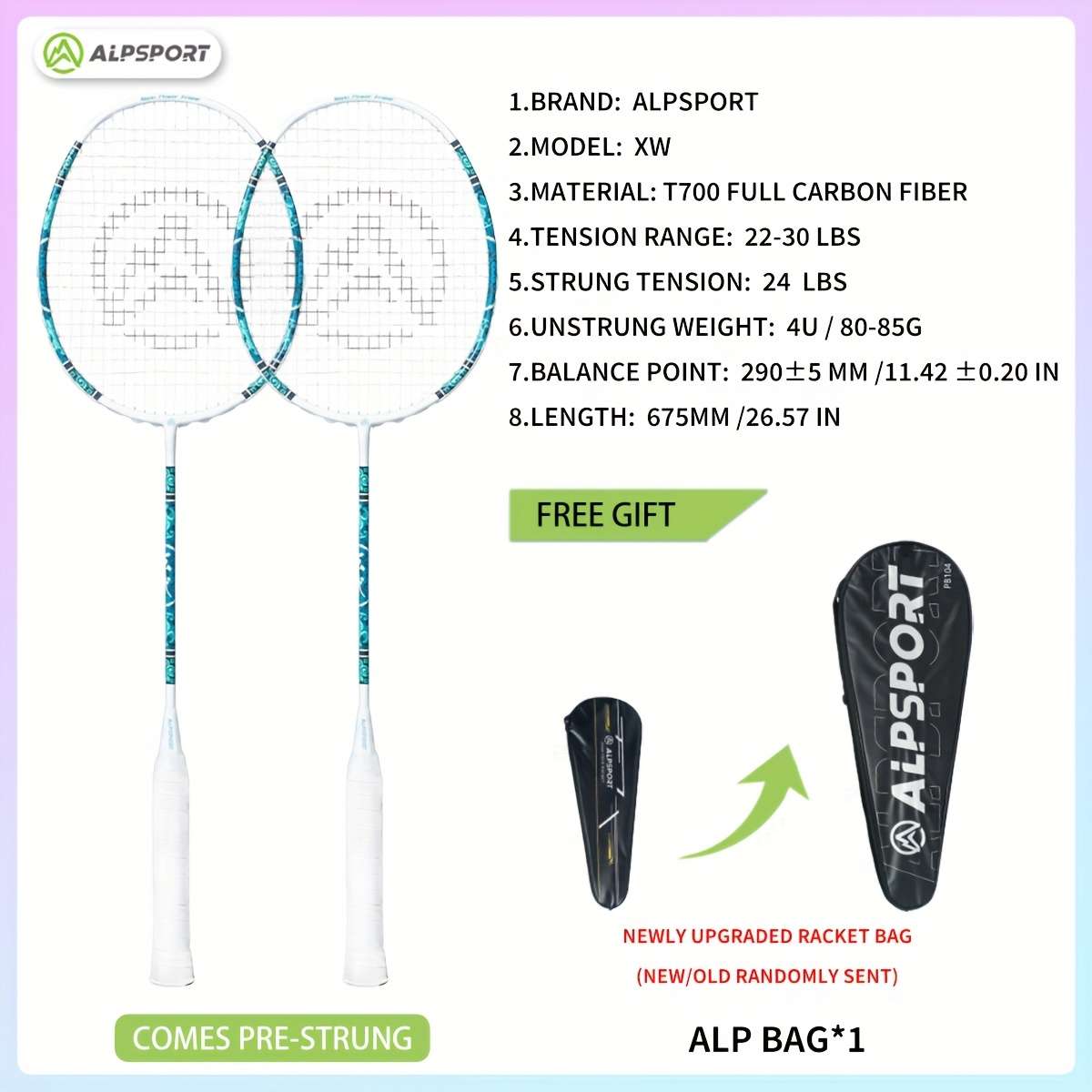 Badminton Racket Color 2Pcs Blackbag