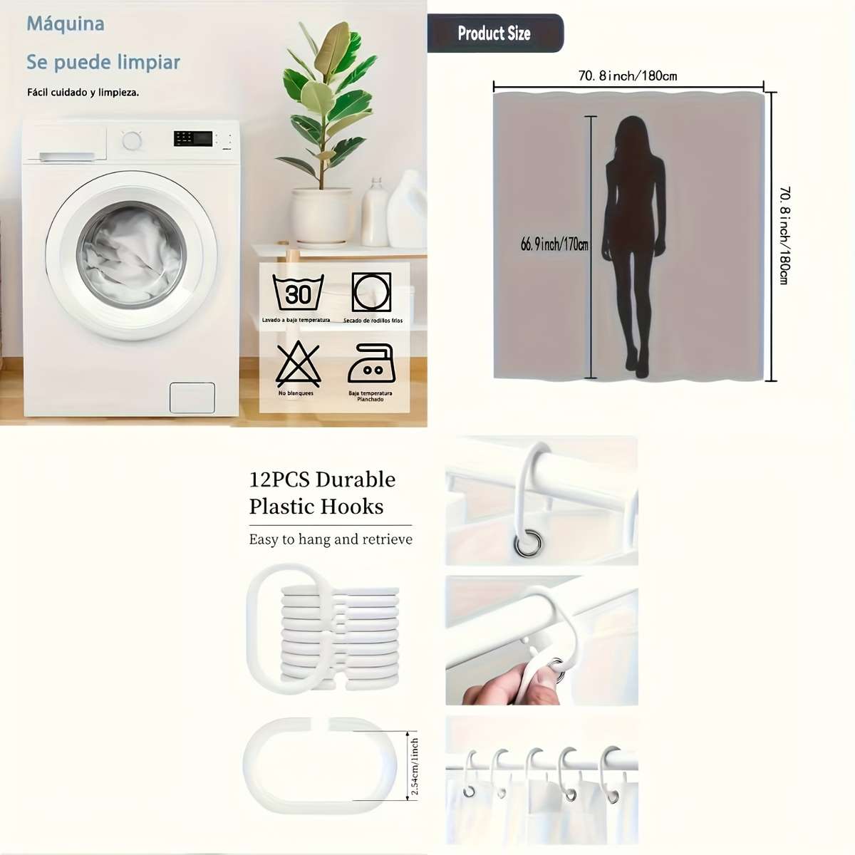 Waterproof Shower Curtain Color Polychrome Size 120X180 119.99Cm*180.01Cm