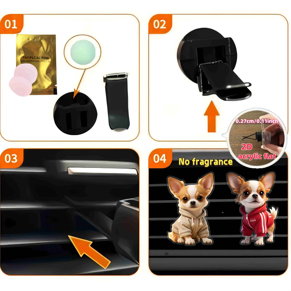 Car Interior Decor Style 2Pcs Cute Chihuahua