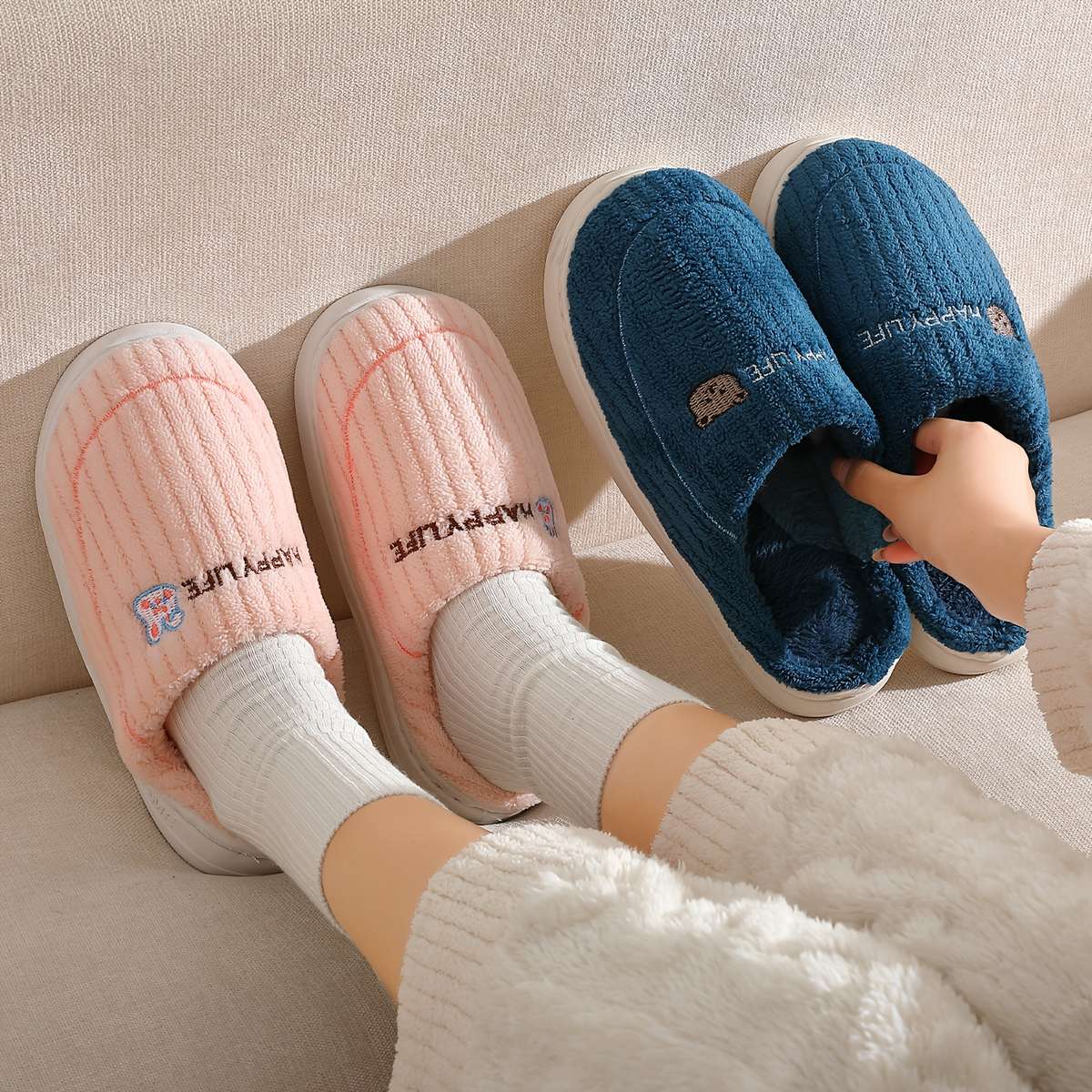 Cotton Slippers Color Grey Sizeuk 6.5-7