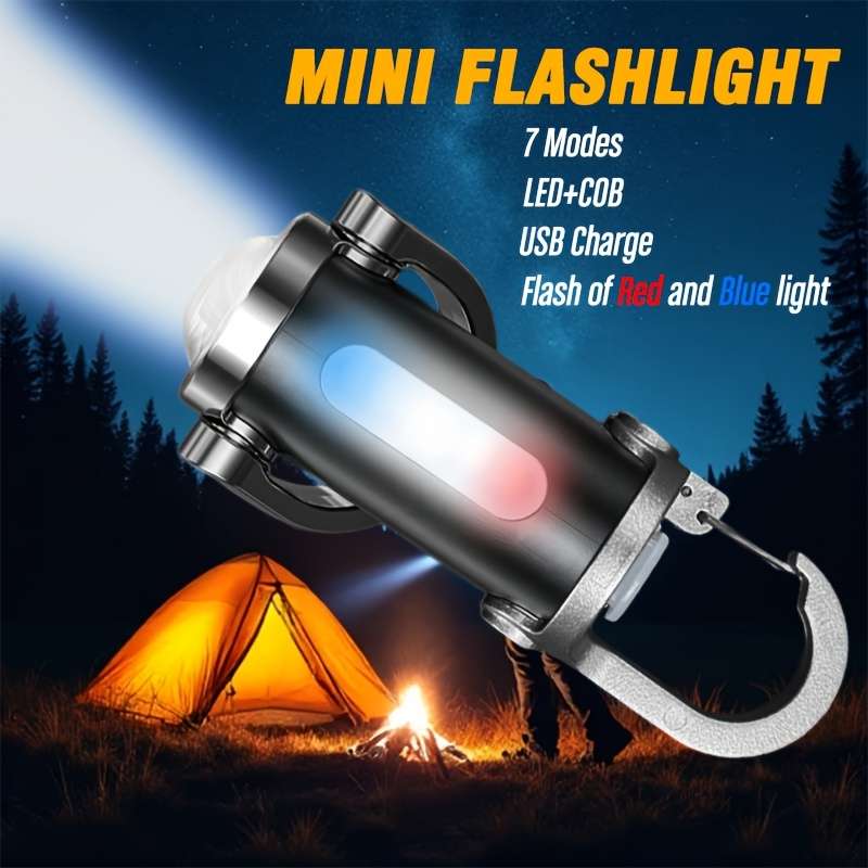 Multifunctional Rechargeable Keychain Flashlight Mini Pocket Led Light 7