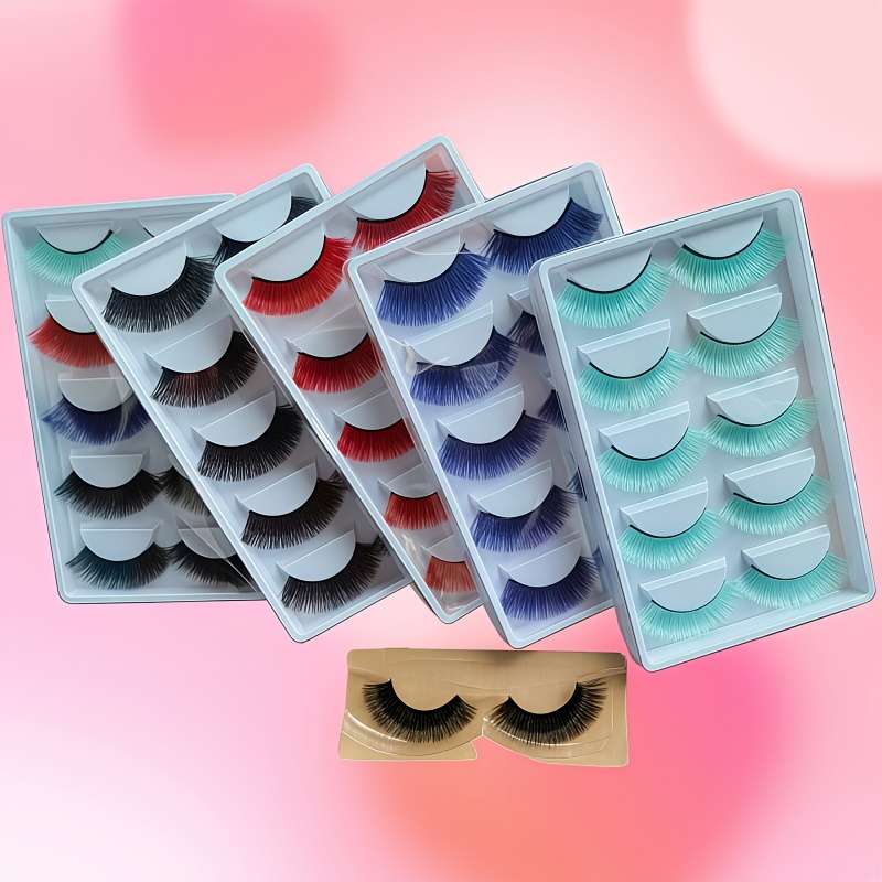 5 Pairs Natural Volume Mink Lashes Color 5pairs Mixed Colourful Eyelash 07mm
