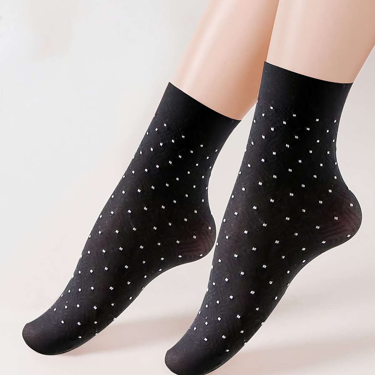 Women S Socks Color Black With Dots 5 Pairs Size Asian Onesize