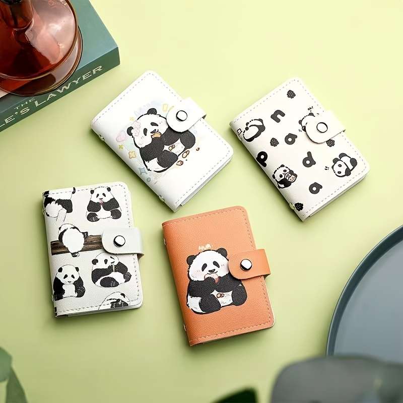 Cute Panda Pattern Womens Credit Card Wallet Multi-Slot Large Capacity Compact Design With