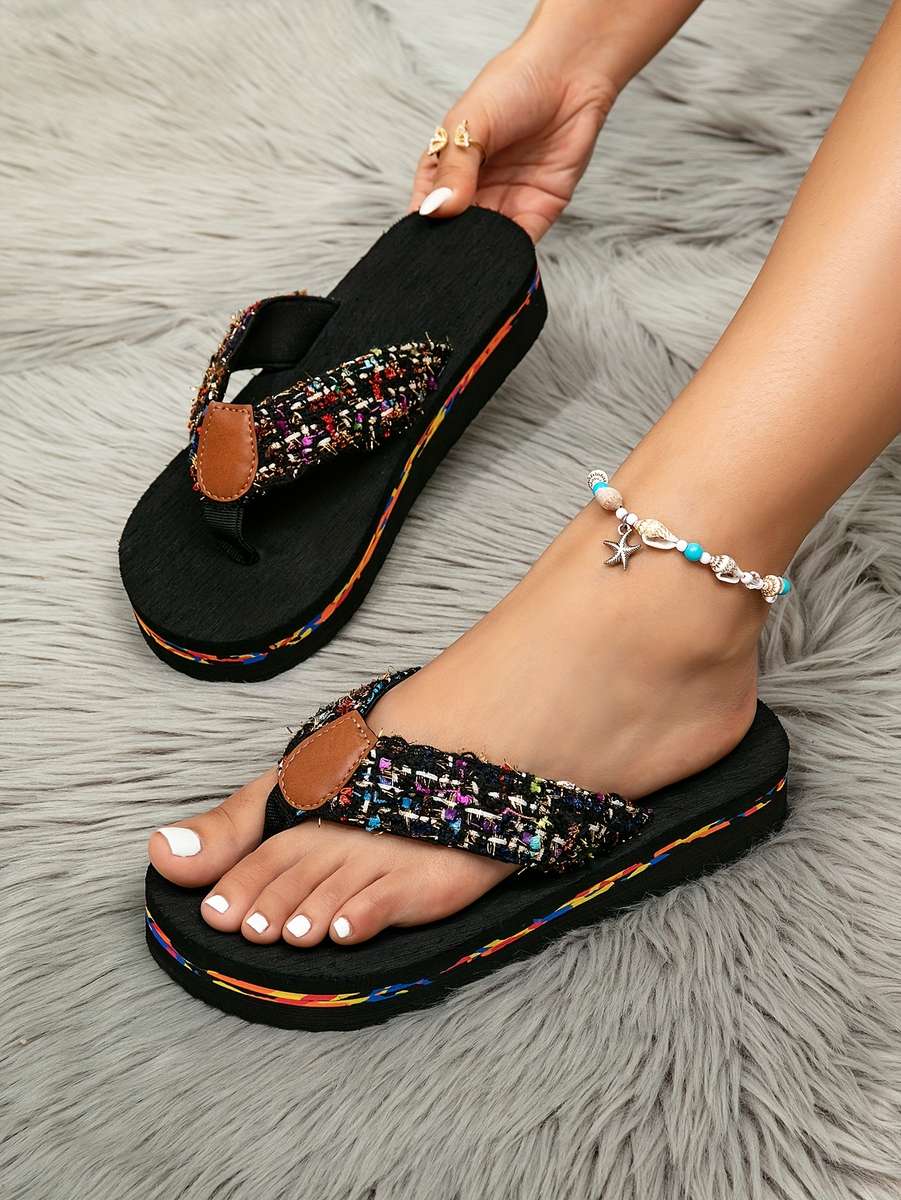 Ladies Summer Flip Flops Black Uk 3.5