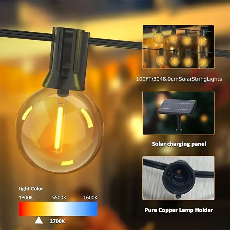 String Lights Color 2700K Warm White Size7.5M 24.6Ft  10 1Spare  Bulbs