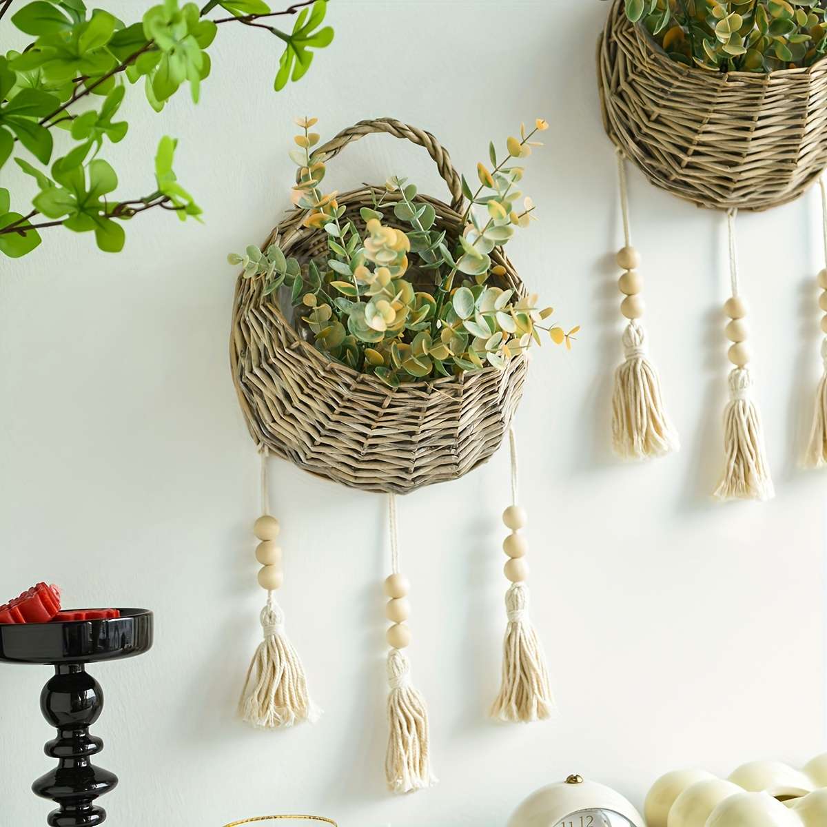 Flowerpot Color Tassel Basket