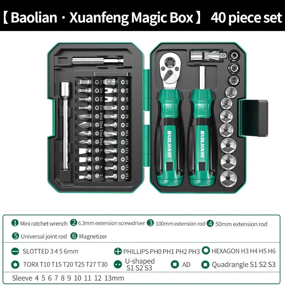 40-in-1 Ratchet Wrench And Multi-Function Screwdriver Set