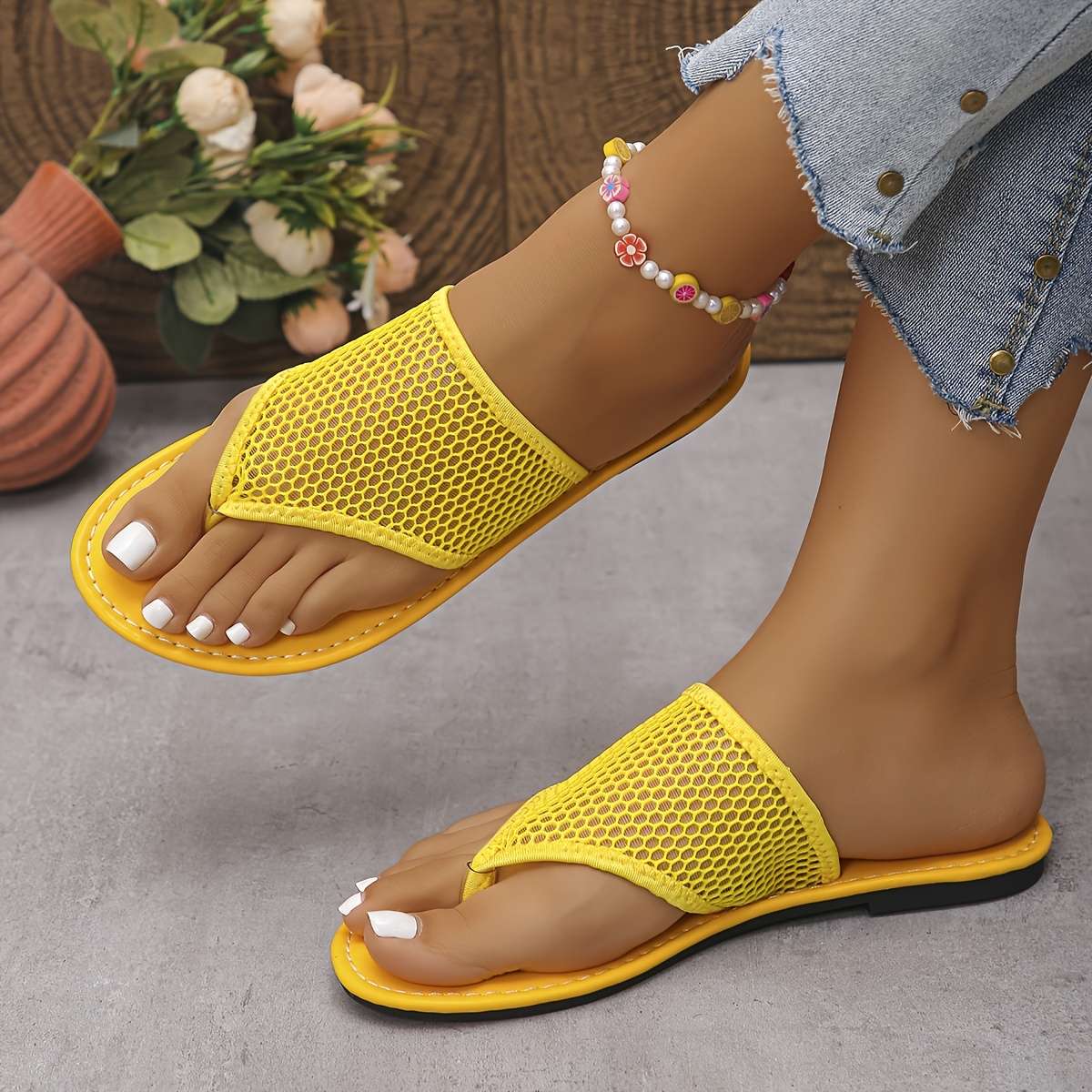 Ladies Summer Flip Flops Orange Uk 6.5