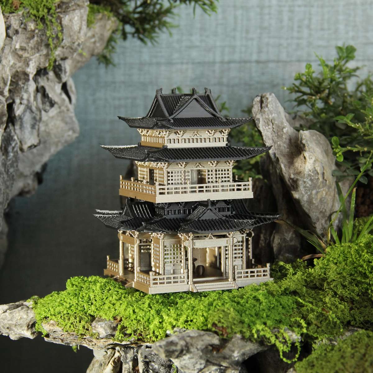 3D Building Model Puzzle Set Color Light Gold