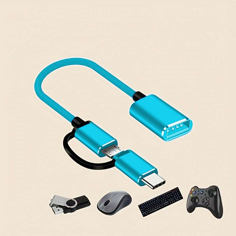 1pc 2in1 USB OTG Adapter Cable Versatile Converter for Multiple Devices Durable and Flexibl