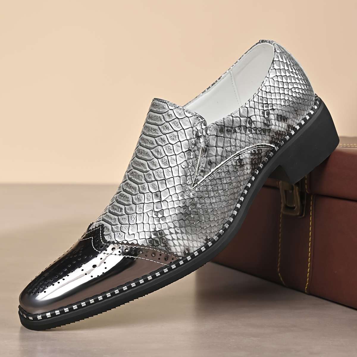 Mens Leather Shoes Color Silvery Sizeuk 10